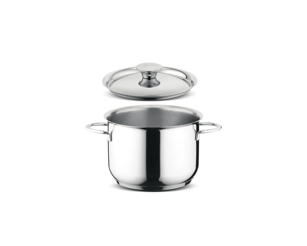 Pentola in acciaio inox 18/10 con coperchio e manici linea Deliziosa di Lagostina.