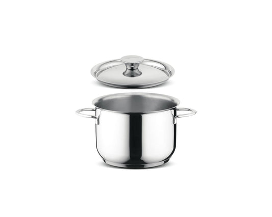 Pentola in acciaio inox 18/10 con coperchio e manici linea Deliziosa di Lagostina.
