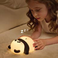 Lampada LED ricaricabile Ronf il Panda, collezione KIND Mascagni Casa, in silicone morbido con funzione respiro e suono, Tutto Chic.
