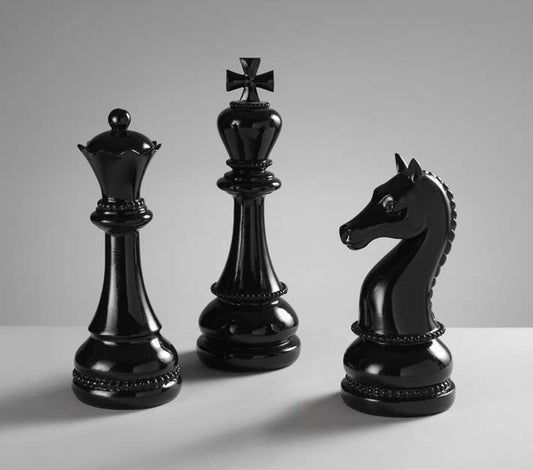 Figura decorativa Cavallo degli Scacchi in resina nera Mascagni Casa 22,5 cm – Collezione Black Chess

