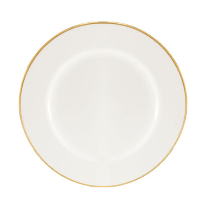 Set di 6 piatti piani con falda Ø 27 cm Questi piatti MAESTÀ, confezionati in 6 pezzi, sono realizzati in porcellana satinata con un filo d'oro. Un'elegante aggiunta alla vostra tavola, i piatti offrono un tocco di lusso e raffinatezza grazie al loro design e ai materiali di qualità. In negozio e online su tuttochic.live