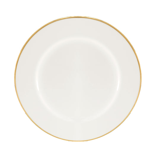 Set di 6 piatti piani con falda Ø 27 cm Questi piatti MAESTÀ, confezionati in 6 pezzi, sono realizzati in porcellana satinata con un filo d'oro. Un'elegante aggiunta alla vostra tavola, i piatti offrono un tocco di lusso e raffinatezza grazie al loro design e ai materiali di qualità. In negozio e online su tuttochic.live