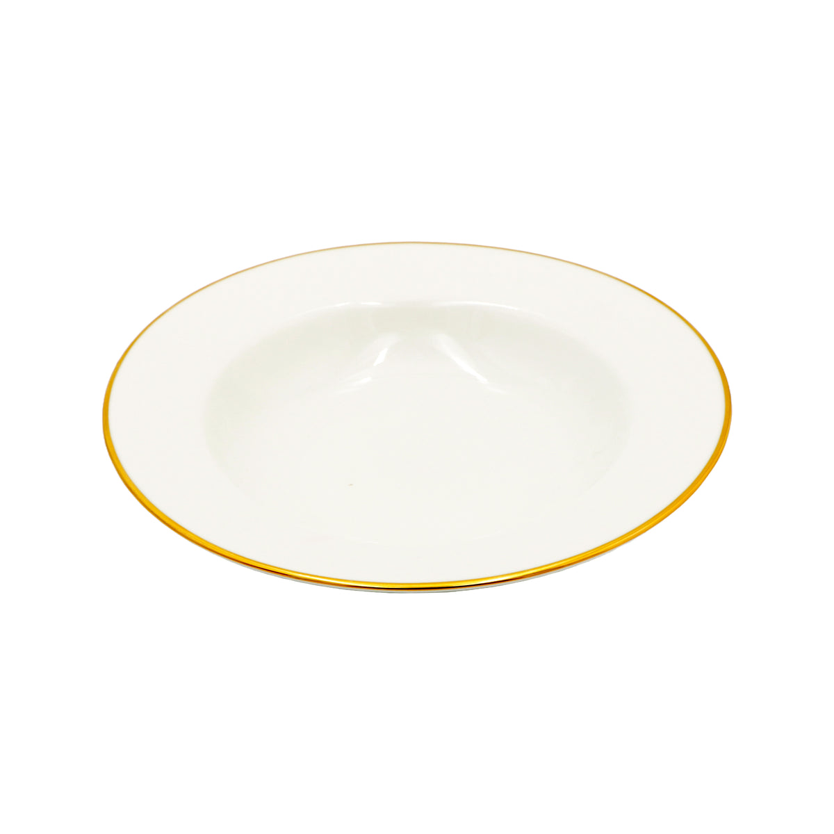 Set di 6 piatti fondi con falda Ø 23 cm Questi piatti MAESTÀ, confezionati in 6 pezzi, sono realizzati in porcellana satinata con un filo d'oro. Un'elegante aggiunta alla vostra tavola, i piatti offrono un tocco di lusso e raffinatezza grazie al loro design e ai materiali di qualità. In negozio e online su tuttochic.live