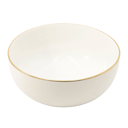 Insalatiera in porcellana bianca con filo oro Dimensioni: cm 23 x 10 h Realizzata in porcellana satin, questa insalatiera offre una texture vellutata e un filo oro che la rende unica e pregiata. Il tocco finale perfetto per una tavola raffinata. In negozio e online su tuttochic.live