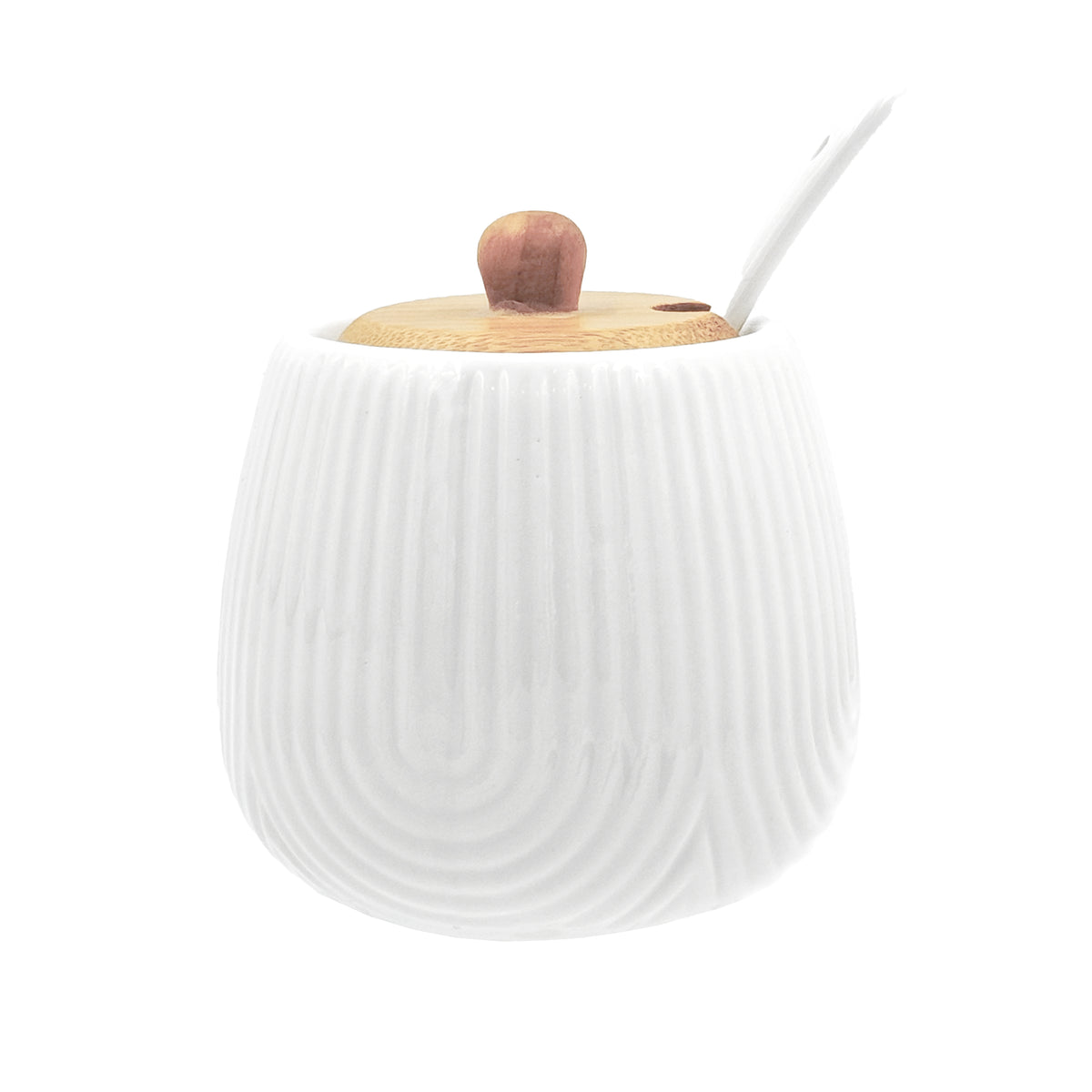 La zuccheriera "INTAVOLA" è realizzata in elegante porcellana con un pratico coperchio in legno chiaro. Con cucchiaino Capacità: 250 ml - dimensioni: cm 8 x h 9. In negozio e online su tuttochic.live