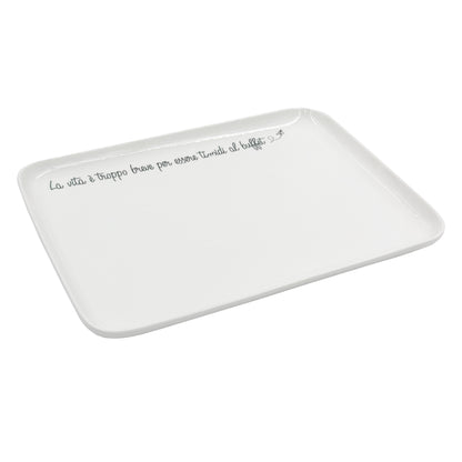 Piatto rettangolare per alimenti in porcellana bianca. Una collezione composta da oggetti funzionali dal design moderno. cm 30 x 22. In negozio e online su tuttochic.live
