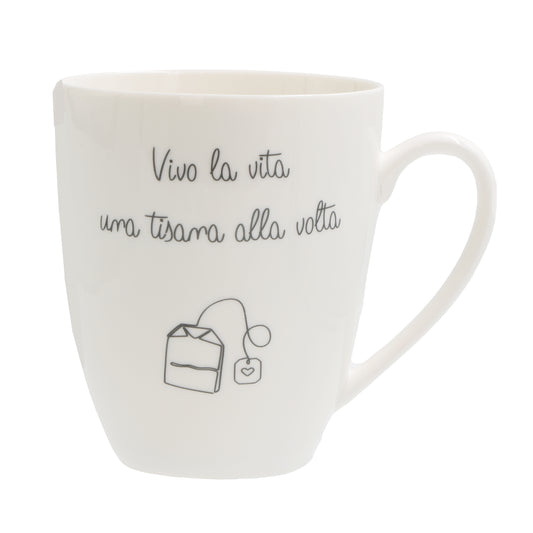 Mug in porcellana bianca decorata. Capacità 450 ml. In negozio e online su tuttochic.live