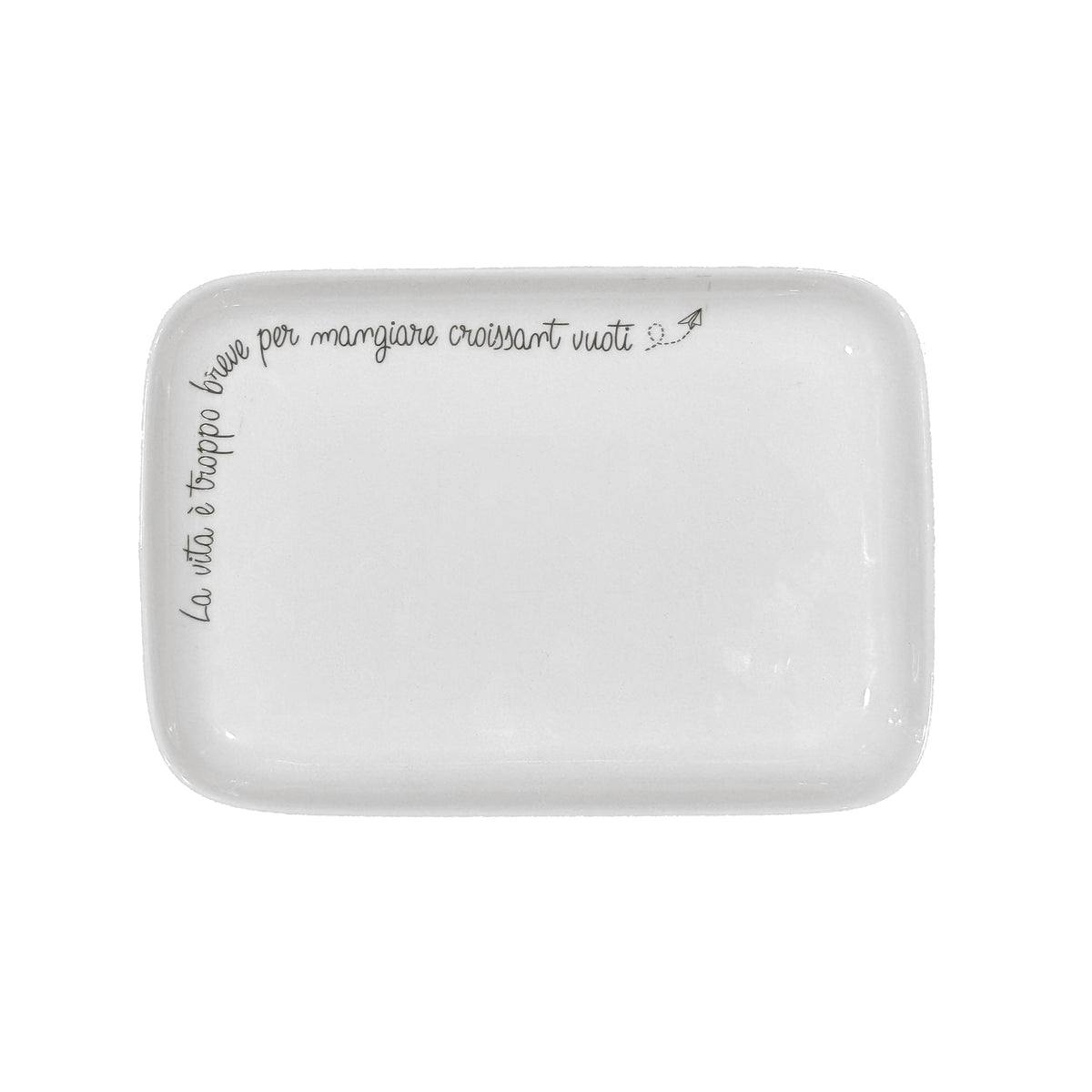 Piattino rettangolare in porcellana bianca. Una collezione composta da oggetti funzionali dal design moderno. cm 22 x 15. In negozio e online su tuttochic.live