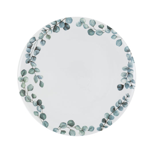 Piatto portata tondo Sempreverde in porcellana decorata unisce l’eleganza della satin porcelain alla delicata bellezza della natura. Ø cm 32 x h 1,3. In negozio e online su tuttochic.live 