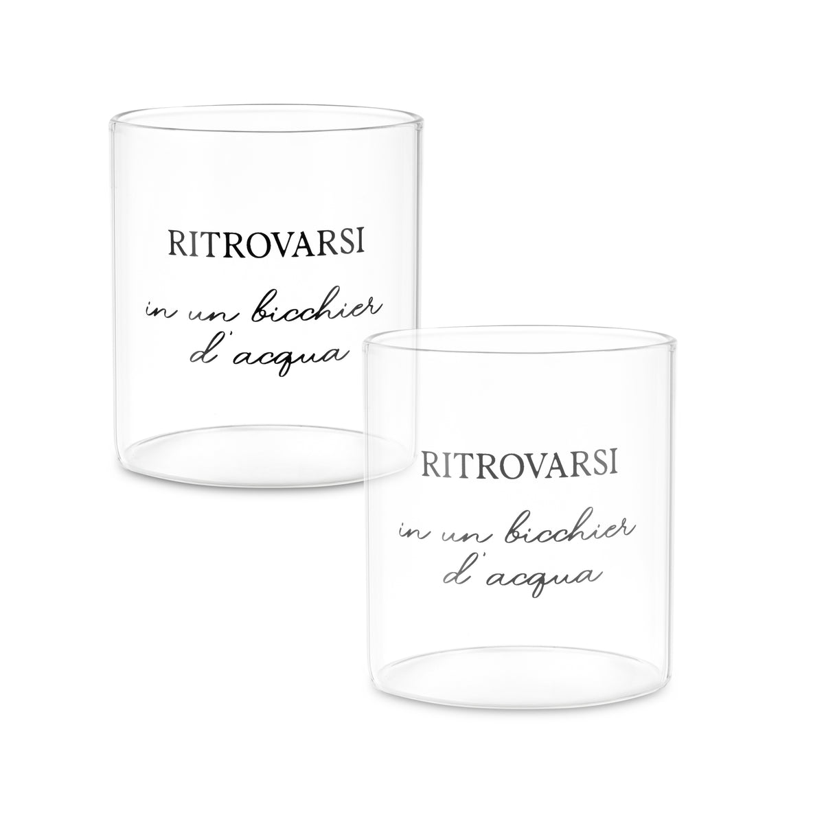 Coppia di bicchieri acqua in vetro trasparente collezione I Garbati La Porcellana Bianca.