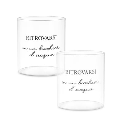 Coppia di bicchieri acqua in vetro trasparente collezione I Garbati La Porcellana Bianca.