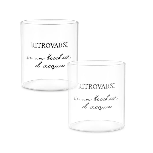 Coppia di bicchieri acqua in vetro trasparente collezione I Garbati La Porcellana Bianca.