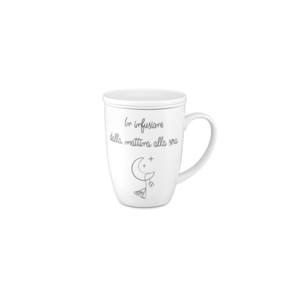 Tisaniera in porcellana bianca con scritta emozionale collezione Gli Onesti.