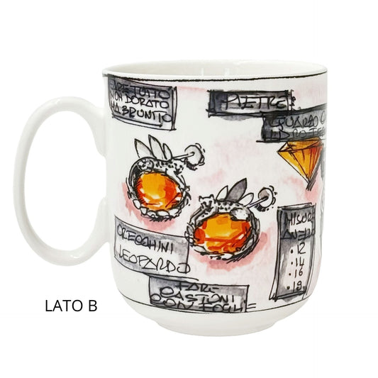 Mug in porcellana bianca con leopardo a rilievo di Giovanni Raspini.