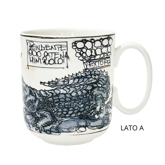 Mug in porcellana bianca con texture coccodrillo a rilievo Giovanni Raspini.