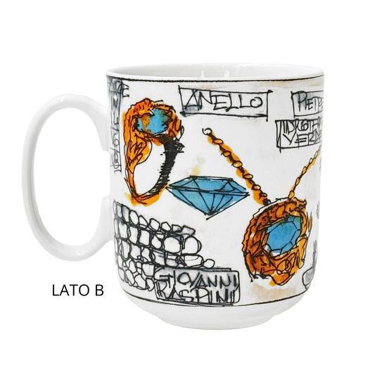 Mug in porcellana bianca con texture coccodrillo a rilievo Giovanni Raspini.