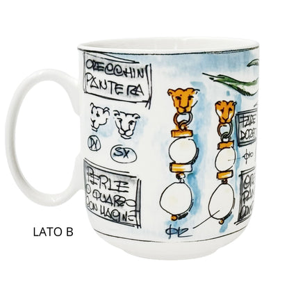Mug in porcellana bianca con pantera a rilievo di Giovanni Raspini, collezione Eden.
