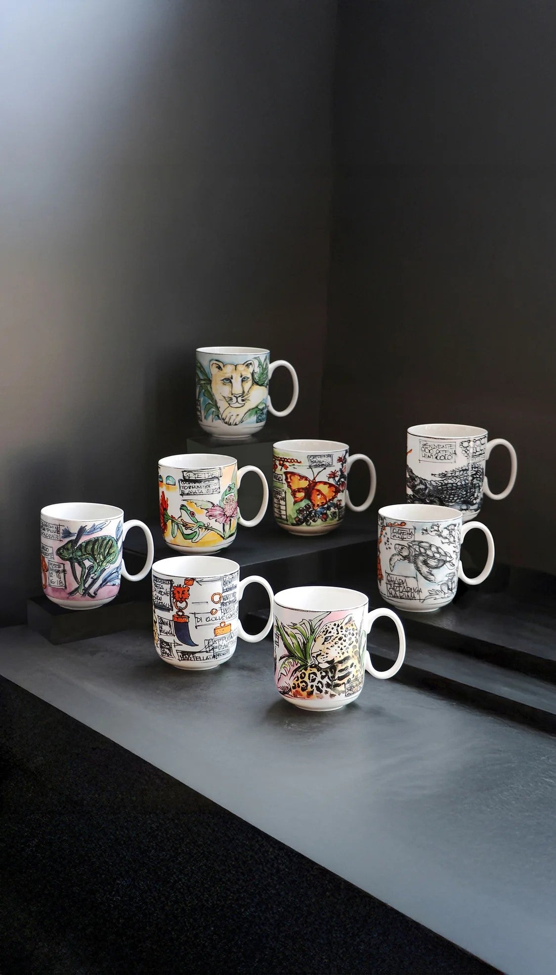 Mug in porcellana bianca con tartaruga a rilievo di Giovanni Raspini, collezione Eden.