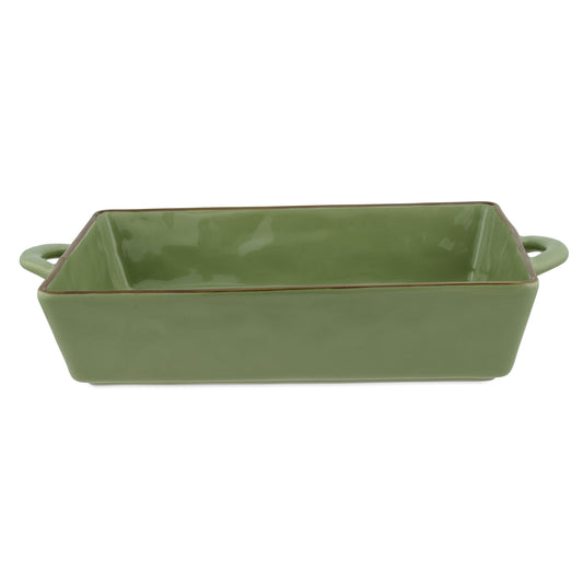 Teglia da forno di colore verde oliva della linea Concerto. Linea CONCERTO Materiale: Stoneware Dimensioni: 30 x 22 cm. In negozio e online su tuttochic.live