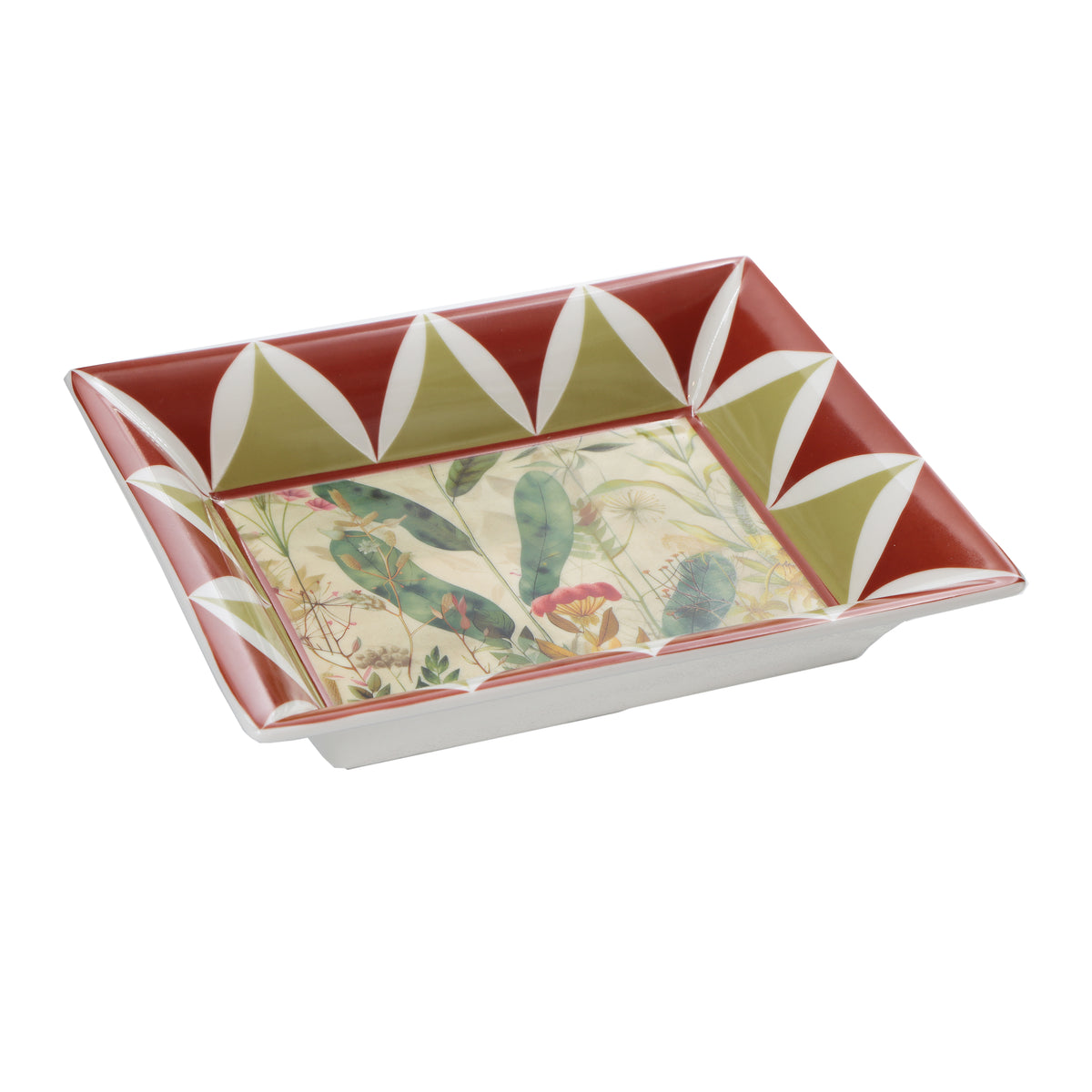 Eleva il tuo spazio con l'elegante svuotatasche MIRABILIA in porcellana decorata. Dimensioni: cm 16 x 19,5 x h 3,5. In negozio e online su tuttochic.live