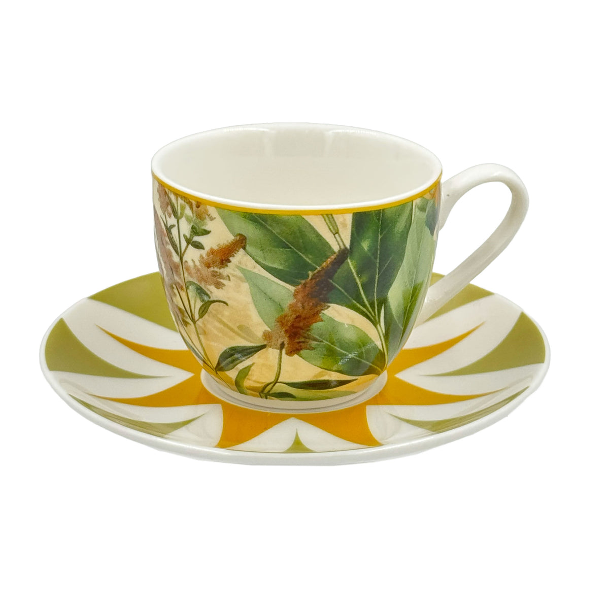 Set di 6 tazzine da caffè con piattino in porcellana decorata contenuta in un abbinato astuccio. Capacità: 90 ml Rose e Tulipani