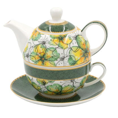 Set Tea for One 400 ml in porcellana – Rose & Tulipani – collezione Mirabilia – con tazza e confezione regalo

