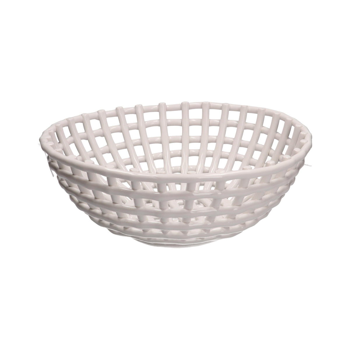 Centrotavola rotondo in porcellana fatto a mano di colore bianco. "Collezione Catturata" di Rituali domestici Dimensioni: Ø 36 x 13 h cm. In negozio e online su tuttochic.live