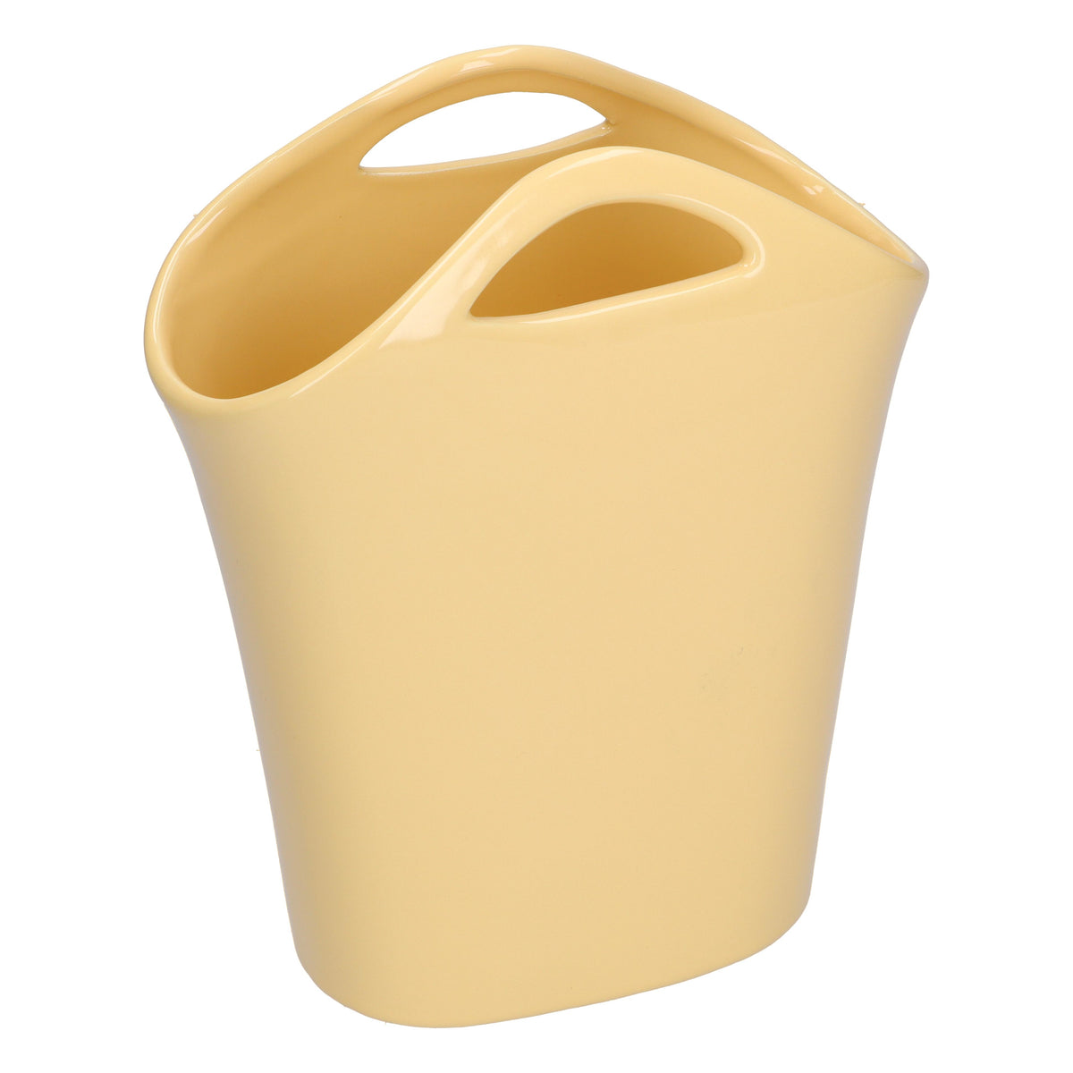 Vaso a forma di borsa in gres dai colori pastello che si abbinano facilmente ad ogni ambiente. Dimensioni: cm 19 x 8.5 x 23 h. In negozio e online su tuttochic.live