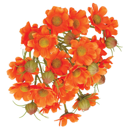 Mazzetto di margherite arancio artificiali, petali in tessuto steli in plastica. Dimensioni: altezza cm 29. In negozio e online su tuttochic.live
