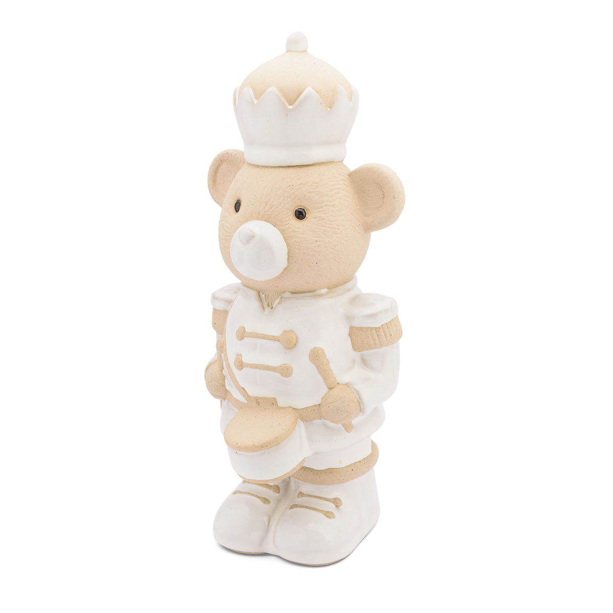 L'elegante Orso bianco della collezione "LAPARATA" di Rituali Domestici è il complemento perfetto per le festività. Questa statuetta decorata come un soldatino schiaccianoci natalizio è realizzata in gres, e dona un tocco raffinato al tuo arredamento. Dimensioni: cm 12 x 11 x 27.5 h. In negozio e online su tuttochic.live