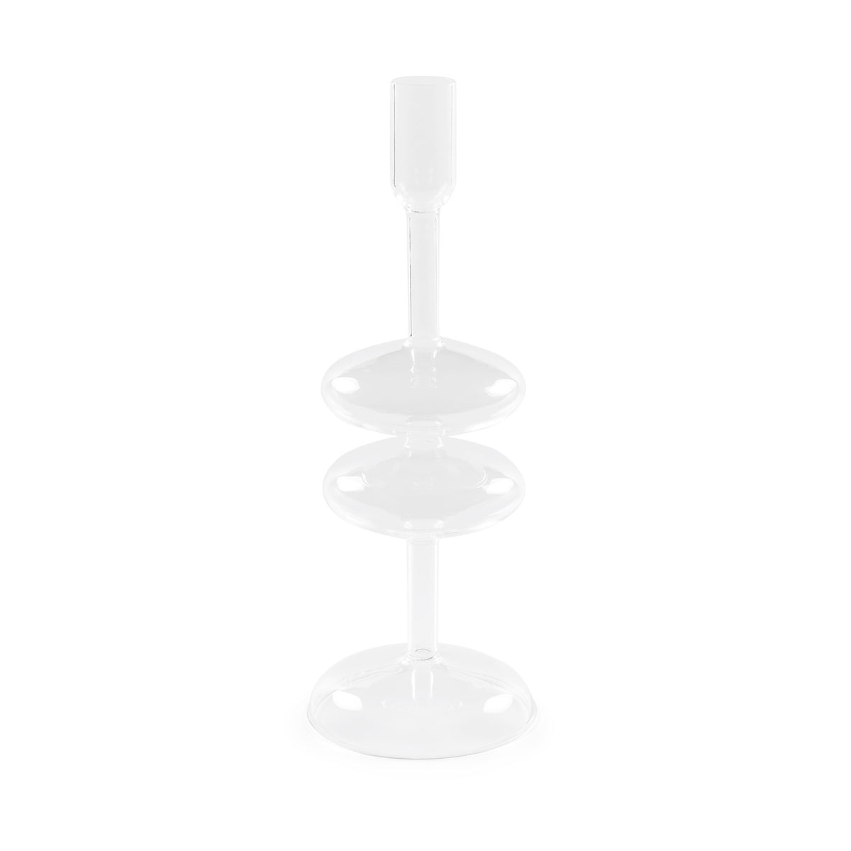 "Soffusi" Portacandela trasparente M è un'elegante creazione artistica di vetro borosilicato soffiato a bocca. Irregolarità e imperfezioni non sono considerati difetti ma caratteristiche tipiche di questa lavorazione. Dimensioni: Ø 10.5 x 29 h cm. In negozio e online su tuttochic.live 