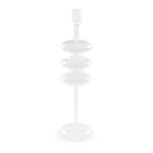 "Soffusi" Portacandela trasparente L è un'elegante creazione artistica di vetro borosilicato soffiato a bocca. Irregolarità e imperfezioni non sono considerati difetti ma caratteristiche tipiche di questa lavorazione. Dimensioni: Ø 10.5 x 36 h cm. In negozio e online su tuttochic.live 