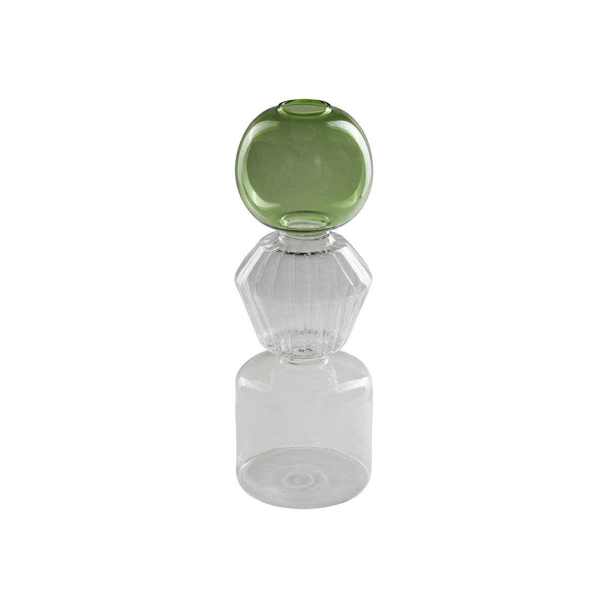 Vaso monofiore L verde è un elegante e raffinato pezzo di design realizzato in vetro borosilicato.  Dimensioni: Ø 10 x 28 h. In negozio e online su tuttochic.live