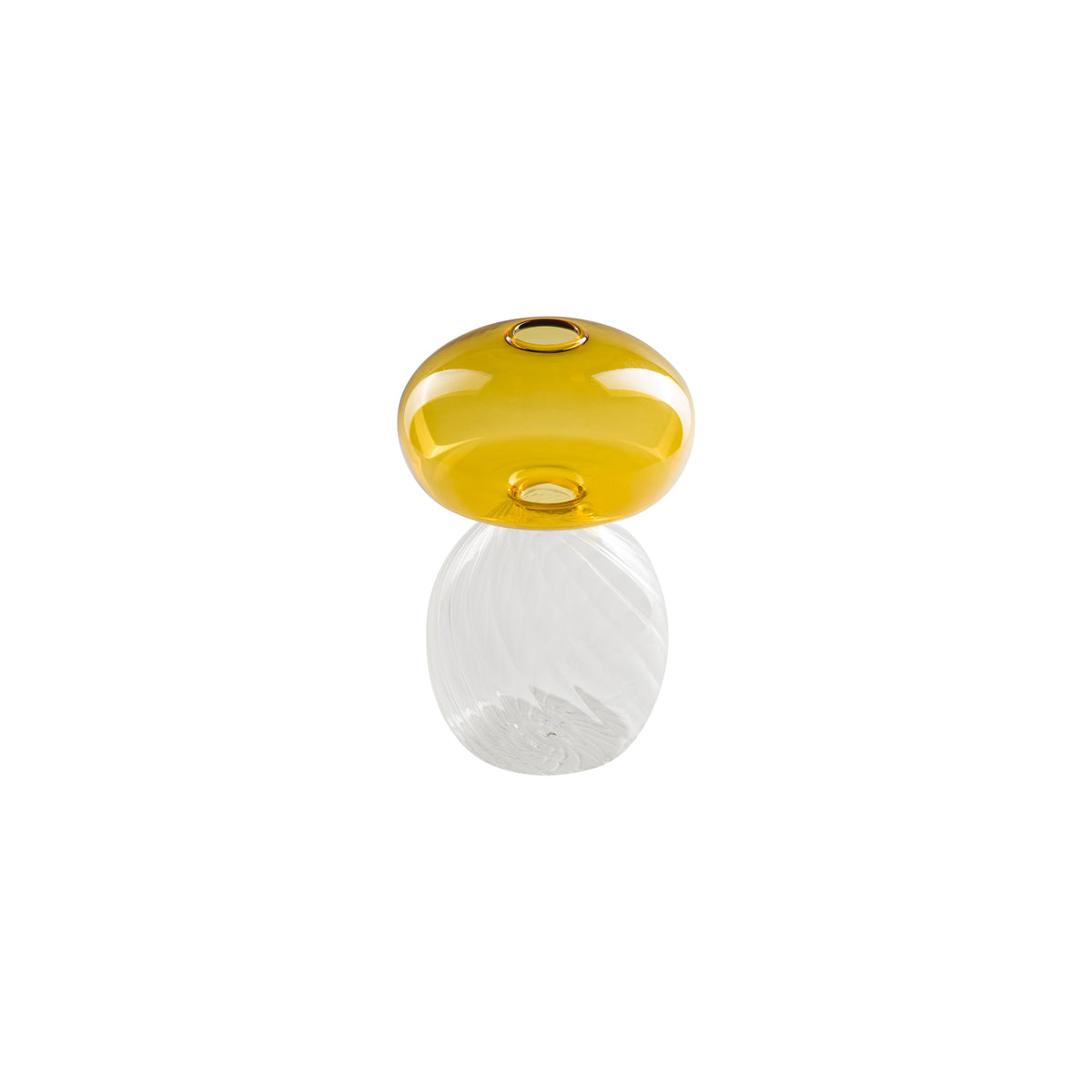 Vaso monofiore M ambra è un elegante e raffinato pezzo di design realizzato in vetro borosilicato.  Dimensioni: Ø 12 x 18 h. In negozio e online su tuttochic.live