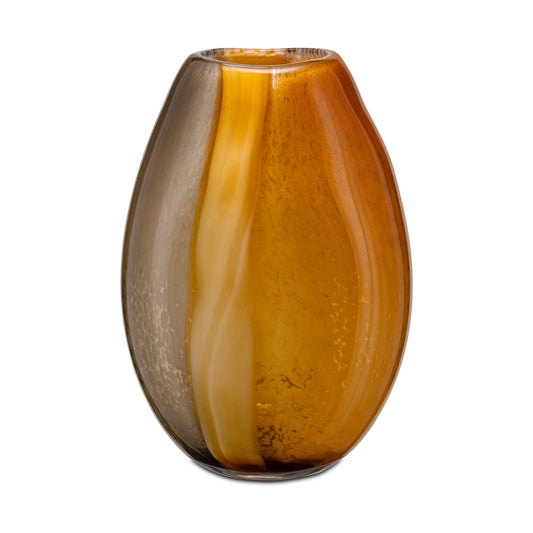 Vaso in vetro artistico Sullatela Ambra e Crema misura media 26cm.