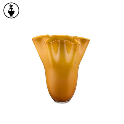 Vaso grande in vetro ambra marcato collezione Tempo di Rituali Domestici, altezza 30cm.