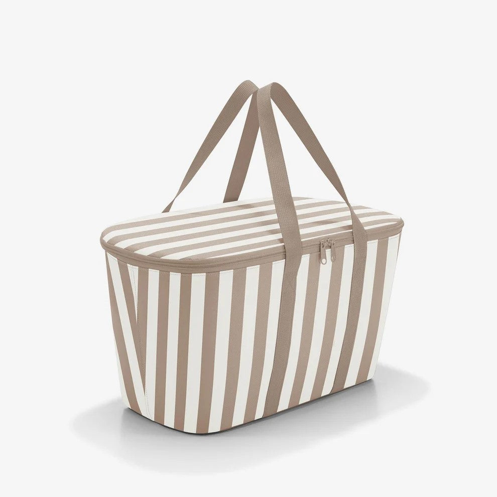 Borsa termica Reisenthel Coolerbag decoro Summerstripes Coffee a righe.