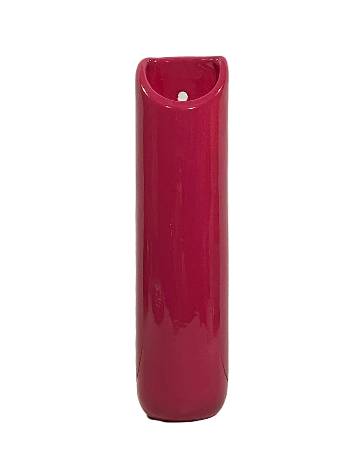 Umidificatore per termosifoni a forma di tubo slim in ceramica color ciclamino lucida, Made in Italy.
