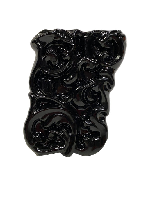 Umidificatore per termosifoni in ceramica nera lucida con decoro ghirigori in rilievo, Made in Italy - tuttochic.live
