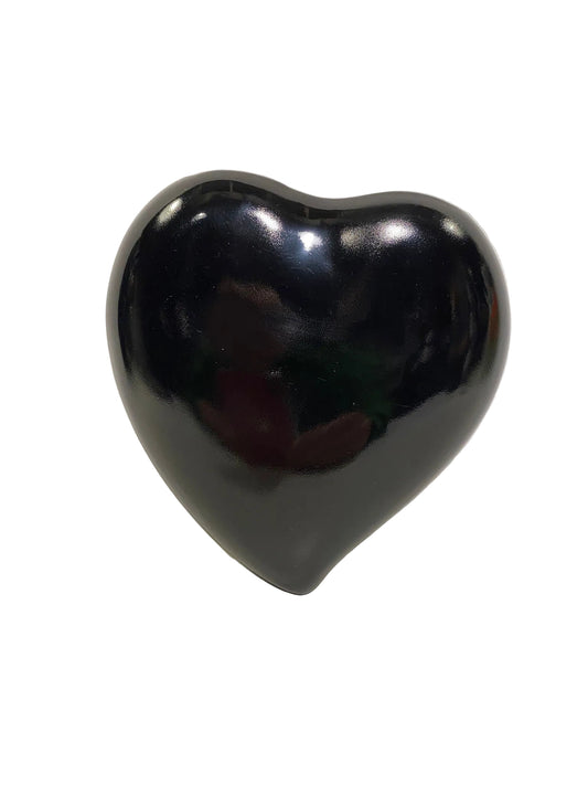 Umidificatore a forma di cuore in ceramica nera lucida per radiatore, artigianato italiano - tuttochic.live