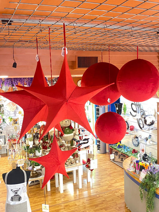 Stella velluto rossa decorativa da appendere – chiudibile - 3 misure
