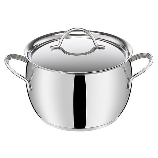 Pentola cm 24 con coperchio in acciaio inox 18/10. Dalla forma morbida e bombata, che evoca le tradizionali pentole di terracotta del passato, Armonia è caratterizzata dalla nuova robusta manicatura d'acciaio inossidabile e dai coperchi di nuova concezione. In negozio e online su tuttochic.live