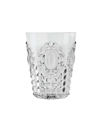 Set di 6 bicchieri Vino in acrilico trasparente della collezione ricercata e ricca Baroque & Rock. Opulente e fastosa, minuziosa in ogni suo dettaglio, originale nei profili ed enfatica. Dimensioni: Ø 8.5 cm, H 20 cm Lavabile in lavastoviglie, no microonde. In negozio e online su tuttochic.live