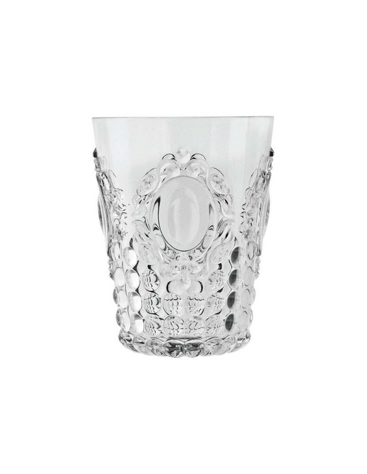 Set di 6 bicchieri Vino in acrilico trasparente della collezione ricercata e ricca Baroque & Rock. Opulente e fastosa, minuziosa in ogni suo dettaglio, originale nei profili ed enfatica. Dimensioni: Ø 8.5 cm, H 20 cm Lavabile in lavastoviglie, no microonde. In negozio e online su tuttochic.live