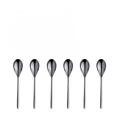 Realizzati in acciaio inox 18/10 con finitura lucida a specchio. Dimensioni: cm 15 x 3 Spessore 3 mm. Manutenzione: Lavare in lavastoviglie fino a 65°C negli appositi cestelli per posate e cassetto posate. In negozio e online su tuttochic.live