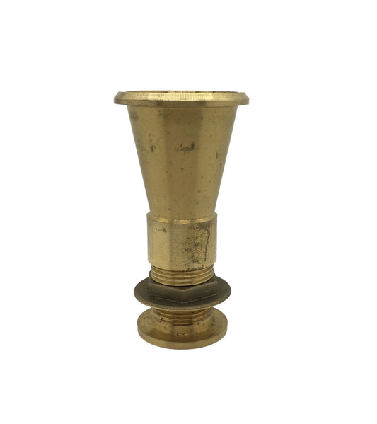 Campana in ottone per filtro a sacco, utilizzato in enologia per il filtraggio del vino durante i travasi. Dimensioni: diametro inferiore cm 4,8. diametro superiore cm 6,4, altezza cm 12,4. Peso: 360 gr. In negozio e online su tuttochic.live