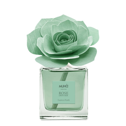 Profumatore d'ambiente Muhà Rose Diffuser Cuoio e Frutti in flacone squadrato di vetro