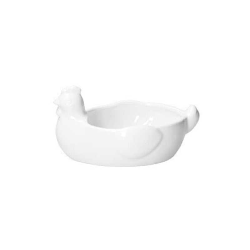 Contenitore in porcellana di colore bianca a forma di gallina. Dimensioni: 21,5 x 14 x h 11 cm   Lavabile in lavastoviglie Utilizzabile in microonde. In negozio e online su tuttochic.live