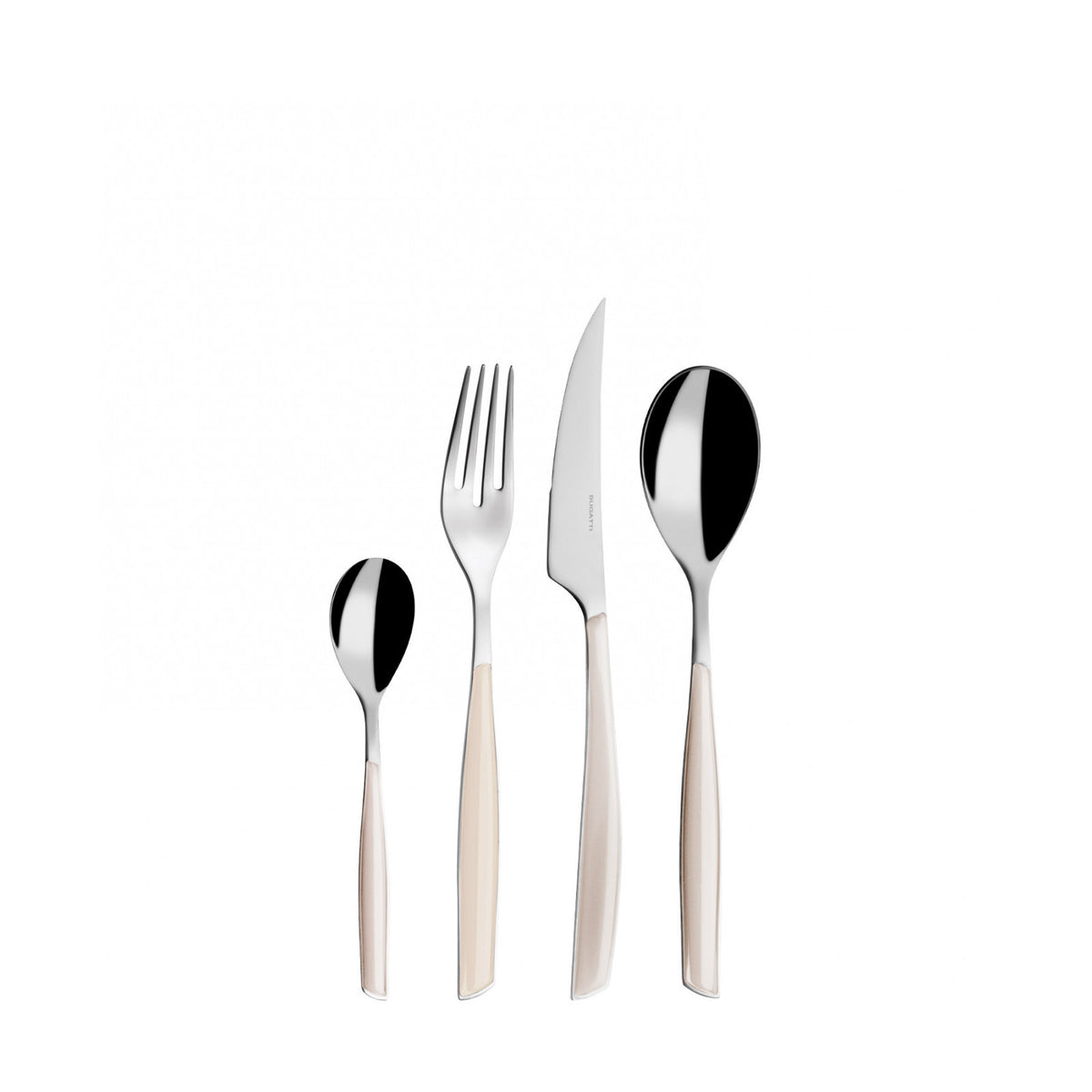 Set 24 pezzi modello Glamour, colorazione del manico avorio confezionato in scatola Glamour con finestra. Il Set 24 pezzi è composto da: 6 cucchiai da tavola 6 forchette da tavola 6 coltelli da tavola 6 cucchiaini caffè  In negozio e online su tutttochic.it