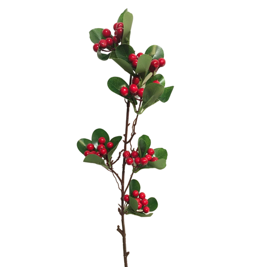 Ramo decorativo di Pernettya rossa artificiale. Inserito in una composizione di fiori, questo ramo dà volume e un aspetto più raffinato. In negozio e online su tuttochic.live